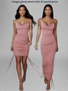 NWOT JLUXLABEL S multiple ways to wear slinky dress blush